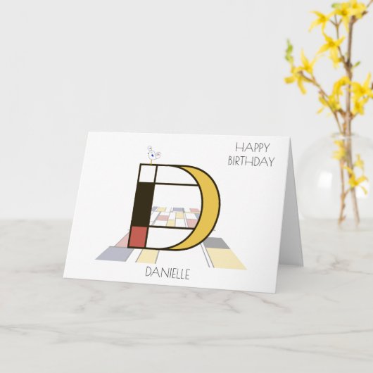 新可塑性スタイルモノグラム。文字D カード (黄色い花)