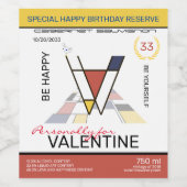 新可塑性抽象芸術アートモノグラム。レターV ワインラベル (シングルラベル)