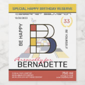 新可塑性抽象芸術アートモノグラム。文字B ワインラベル (シングルラベル)