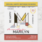 新可塑性抽象芸術アートモノグラム。文字M ワインラベル (シングルラベル)