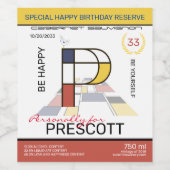 新可塑性抽象芸術アートモノグラム。文字P ワインラベル (シングルラベル)