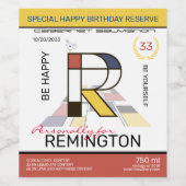 新可塑性抽象芸術アートモノグラム。文字R ワインラベル (シングルラベル)