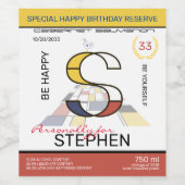 新可塑性抽象芸術アートモノグラム。文字S ワインラベル (シングルラベル)