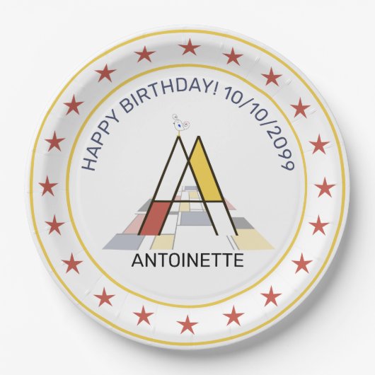 新可塑性芸術エレガントモノグラム。レターA紙 ペーパープレート (正面)