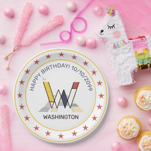 新可塑性芸術エレガントモノグラム。レターW ペーパープレート (パーティー)