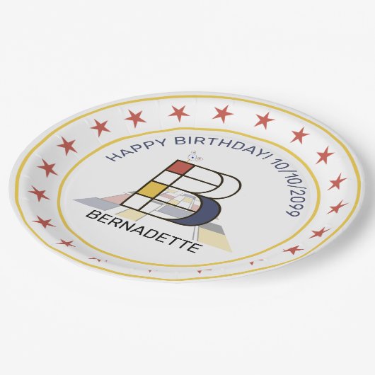 新可塑性芸術エレガントモノグラム。文字B ペーパープレート (アングル)