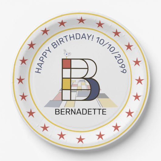 新可塑性芸術エレガントモノグラム。文字B ペーパープレート (正面)