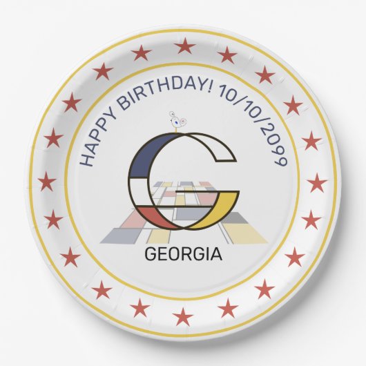 新可塑性芸術エレガントモノグラム。文字G ペーパープレート (正面)