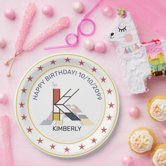 新可塑性芸術エレガントモノグラム。文字K ペーパープレート (パーティー)