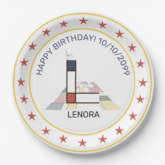 新可塑性芸術エレガントモノグラム。文字L ペーパープレート (正面)