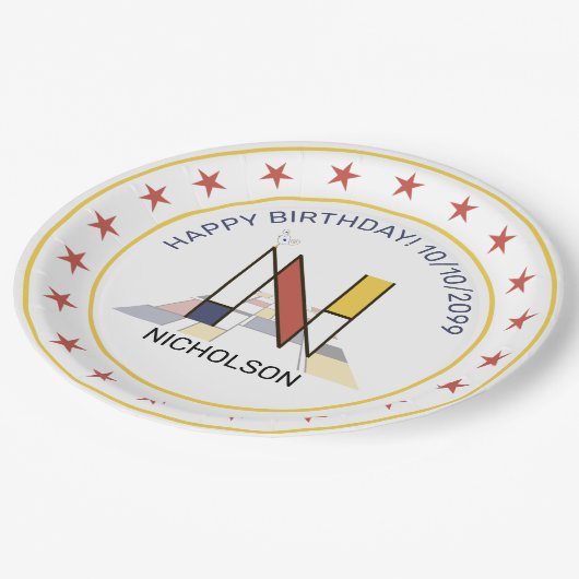 新可塑性芸術エレガントモノグラム。文字N ペーパープレート (アングル)