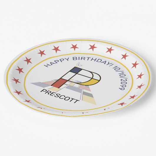 新可塑性芸術エレガントモノグラム。文字P ペーパープレート (アングル)