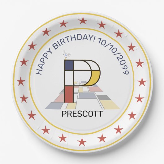 新可塑性芸術エレガントモノグラム。文字P ペーパープレート (正面)