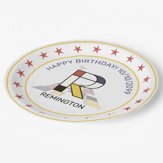 新可塑性芸術エレガントモノグラム。文字R ペーパープレート (アングル)