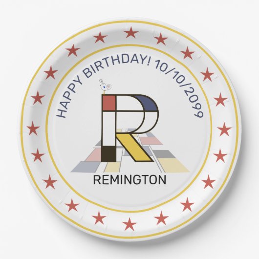 新可塑性芸術エレガントモノグラム。文字R ペーパープレート (正面)