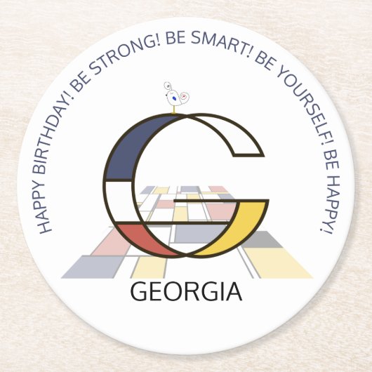 新可塑性芸術カッコいいモノグラム。文字G ラウンドペーパーコースター (正面)