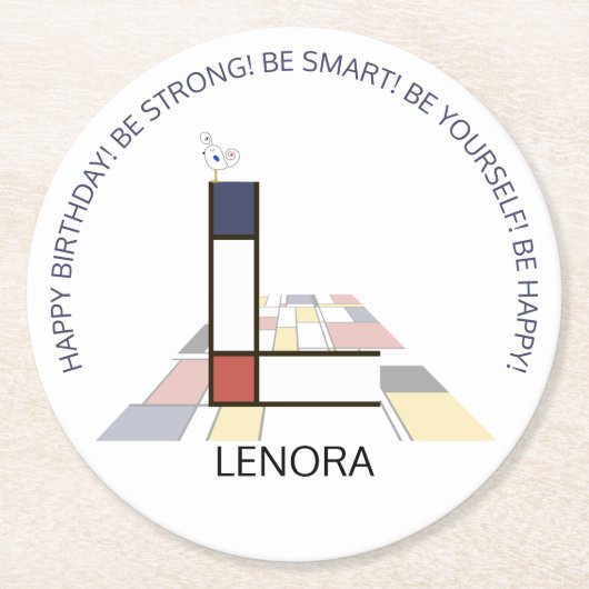 新可塑性芸術カッコいいモノグラム。文字L ラウンドペーパーコースター (正面)