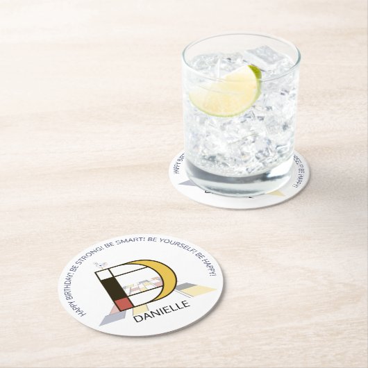 新可塑性芸術クールモノグラム。文字D ラウンドペーパーコースター (インサイチュ)