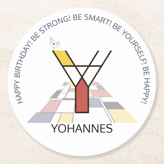 新可塑性芸術クールモノグラム。文字Y ラウンドペーパーコースター (正面)