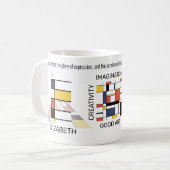 新可塑性芸術スタイリッシュモノグラム。文字E コーヒーマグカップ (正面左)