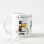 新可塑性芸術スタイリッシュモノグラム。文字E コーヒーマグカップ (左)