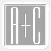 新品の高級カップル|白と灰色 スクエアシール (正面)