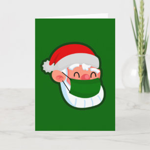 新型コロナのクリスマス　顔にマスクのサンタクロース 招待状