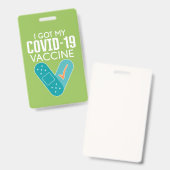 新型コロナワクチン接種しました - 緑青 バッジ (正面&裏面)