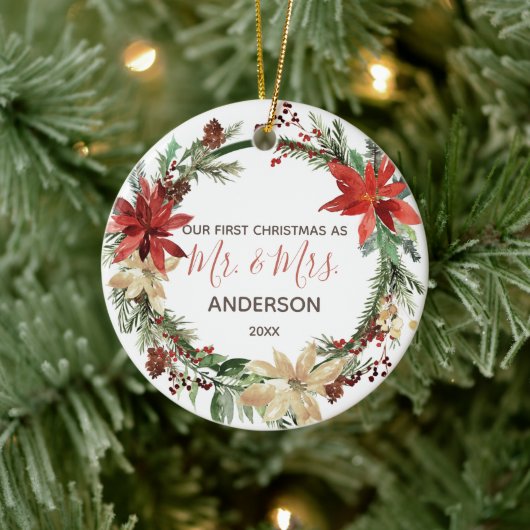 新型初めてのクリスマスヴィンテージリース セラミックオーナメント (ツリー)