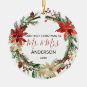 新型初めてのクリスマスヴィンテージリース セラミックオーナメント (正面)