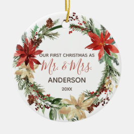 新型初めてのクリスマスヴィンテージリース セラミックオーナメント