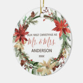 新型初めてのクリスマスヴィンテージリース セラミックオーナメント (左)