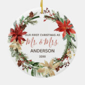 新型初めてのクリスマスヴィンテージリース セラミックオーナメント (裏面)