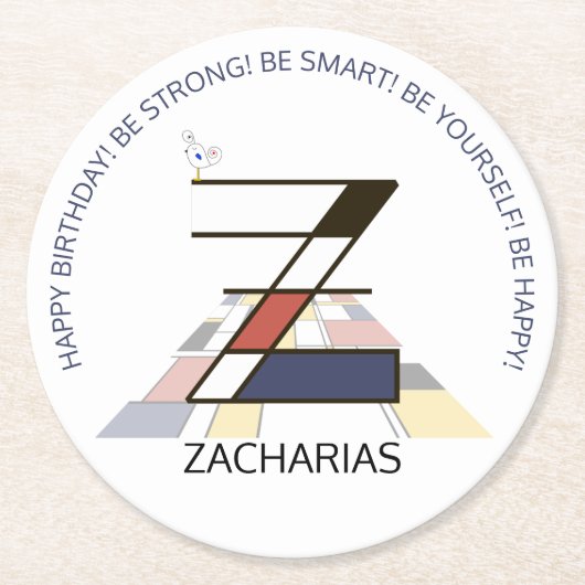 新塑主義芸術のクールなモノグラム。文字Z ラウンドペーパーコースター (正面)