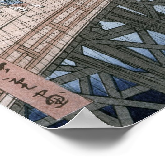 新大橋にわか雨が降り ポスター (角)