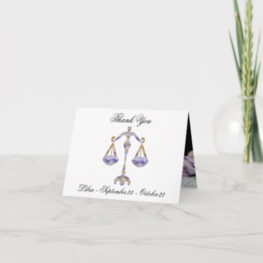 新天秤座絵画印象派の金ゴールドスタイル サンキューカード (正面)