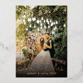 新夫婦からのクリスマスメッセージ - 新婚2人の写真 箔シーズンカード (正面)