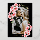 新夫婦からのクリスマスメッセージ - 新婚2人の写真 箔シーズンカード (裏面)