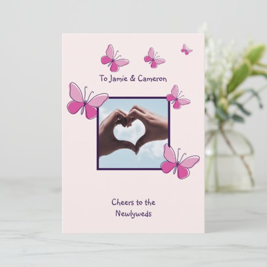 新婚おめでとうカードへのシックな応援 招待状 (スタンド正面)