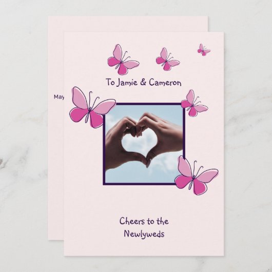 新婚おめでとうカードへのシックな応援 招待状 (正面/裏面)