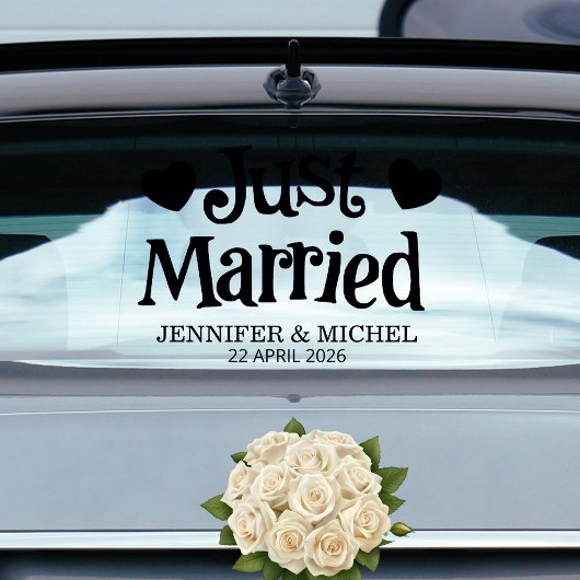 新婚おめでとう!ハートの結婚式カーウィンドウクリング ウィンドウサイン