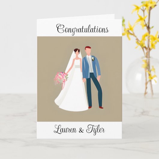 新婚おめでとう |パーソナライズされた | カード (黄色い花)