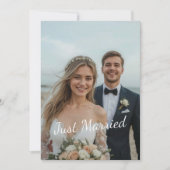 新婚おめでとう 上品な結婚式写真のお知らせ 招待状 (正面)