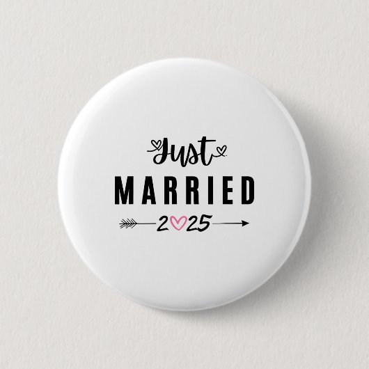新婚おめでとう！2025年 結婚式 ハネムーン カップル 缶バッジ (正面)