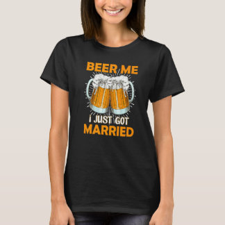 新婚さんビールください 結婚 ビール 飲酒 Tシャツ