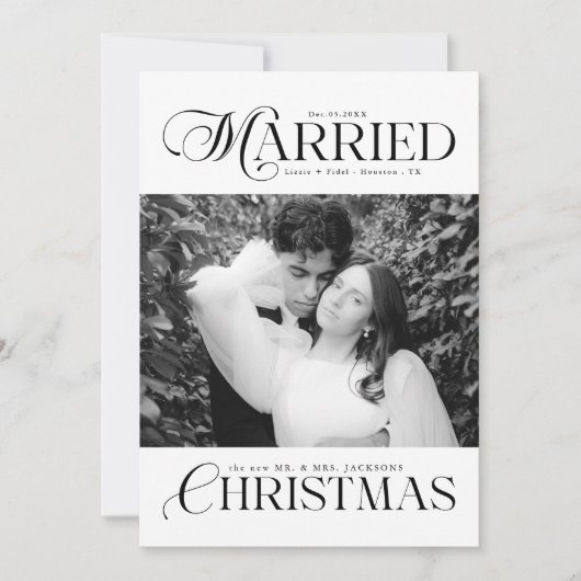 新婚さんフォトファースト結婚したクリスマス シーズンカード (正面)