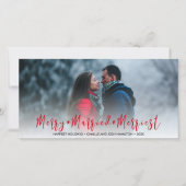 新婚たった今結婚しましたクリスマスホリデーフォト シーズンカード (正面)