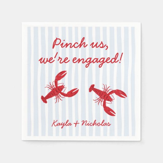 新婚です！私たちをぎゅっとつまんで！南部スタイルのザリガニの煮込みパーティ スタンダードカクテルナプキン (正面)
