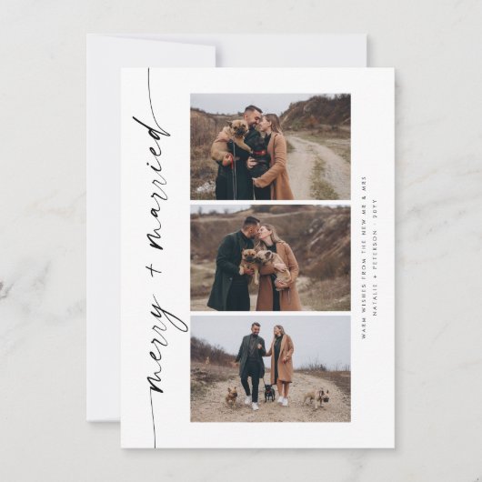 新婚とメリー初めてのクリスマス結婚した写真 シーズンカード (正面)