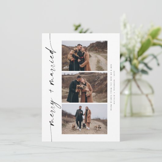 新婚とメリー初めてのクリスマス結婚した写真 シーズンカード (スタンド正面)